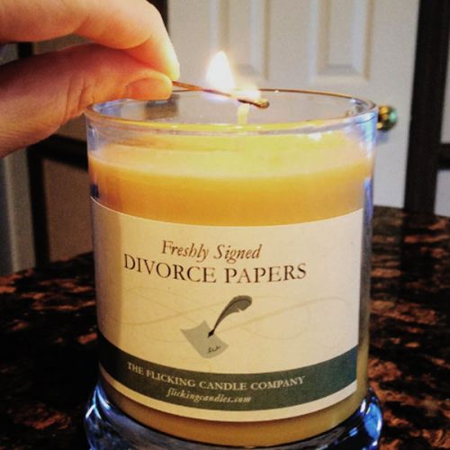 Freshly Signed Divorce Papers Candle