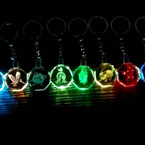 Pokemon Pokeball Led Crystal Keychains