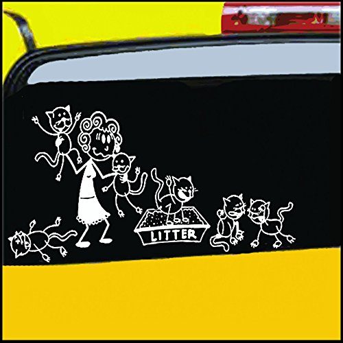 Crazy Cat Lady Family Car Sticker