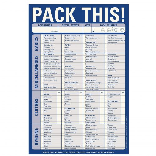 Travel Checklist Pad