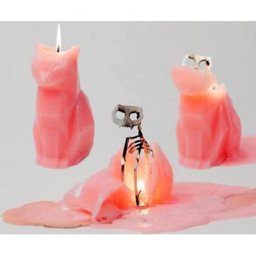 Melting Cat Skeleton Candle