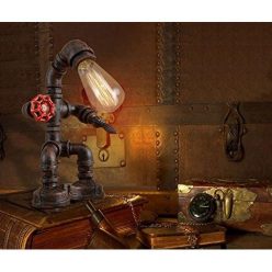 Rust Iron Robot Plumbing Pipe Desk Lamp