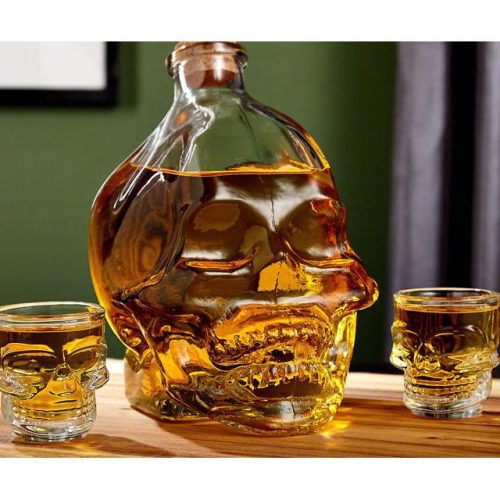Glass Skull Decanter Set