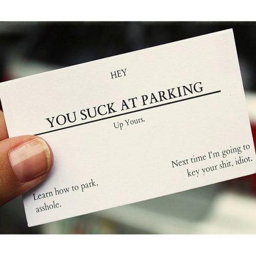 You Suck At Parking Business Cards